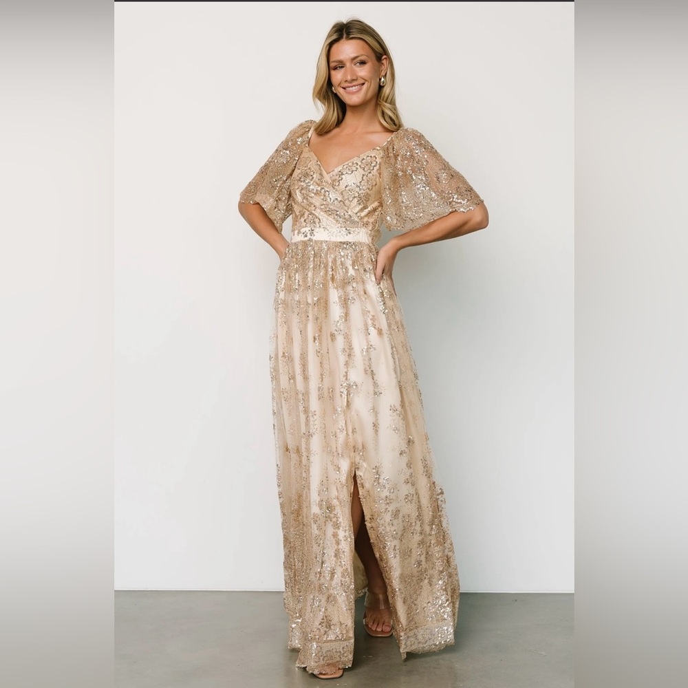 Baltic Born Genevieve Gold + Nude Maxi Dress